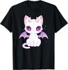 Kawaii Pastel Goth Cute Creepy Cat Bat Skeleton T-Shirt Print Original Design Gifts T Shirts Mens Clothing Camisas Streetwear