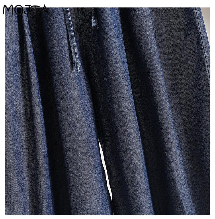 MOJTA Джинсы больших размеров, весенне-осенние женские эластичные брюки с высокой талией, свободные повседневные женские брюки