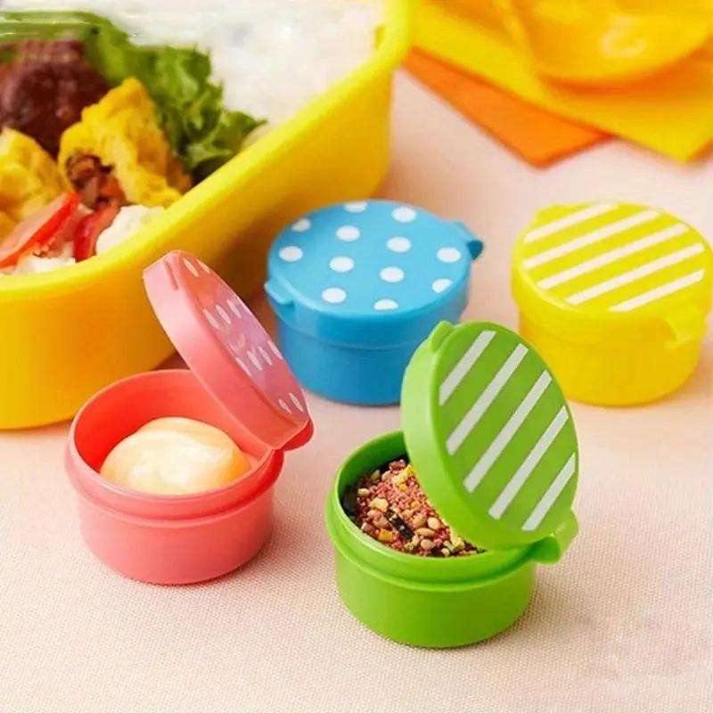 4Pcs Portable Mini Soy Sauce Bottles Lunch Box AccessoriesTravel-Sized Seasoning Containers for Picnic, Office, and Outdoor Use