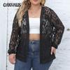 Spring and Autumn Women's Cardigan Tops Plus Size Sexy Mesh See Through Casual Cardigan Jacket