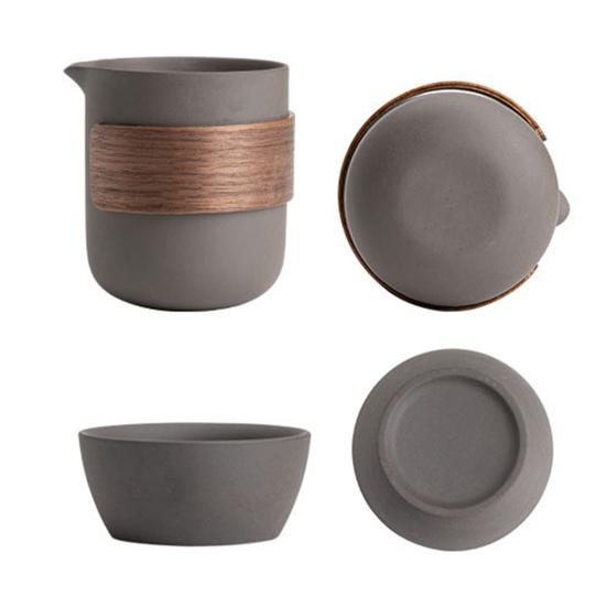 1 Set Travel Tea Set Teapot Craving Food Grade High Temperature Resistant Small Nozzle Thick Ceramic Teacups Portable Travel Drinkware