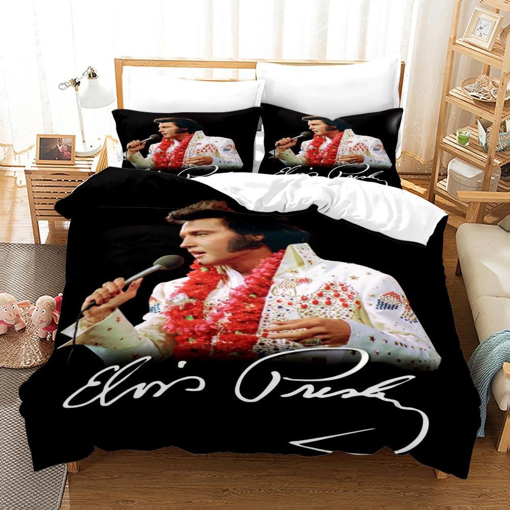 3D Music Elvis Pattern Duvet Cover Set For Teens Adults Bedroom Decor 2/3pcs Music Bedding Sets Fashion Hip Hop Comforter Cover