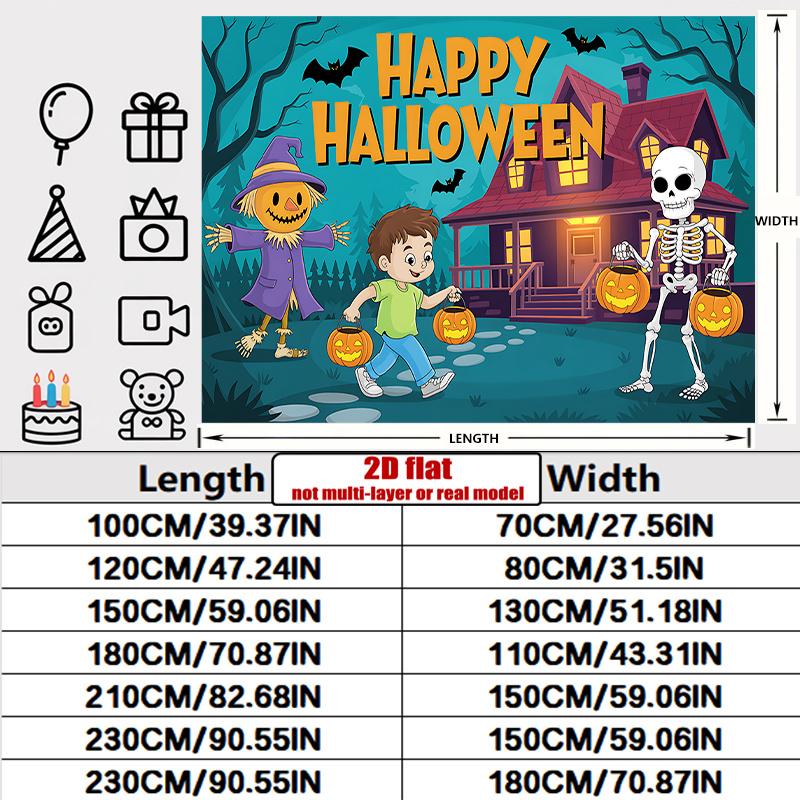 Party Backdrop Halloween Flat Skeleton Pumpkin Scarecrow Hanging Wedding Photo Background Decor Front Door Decor