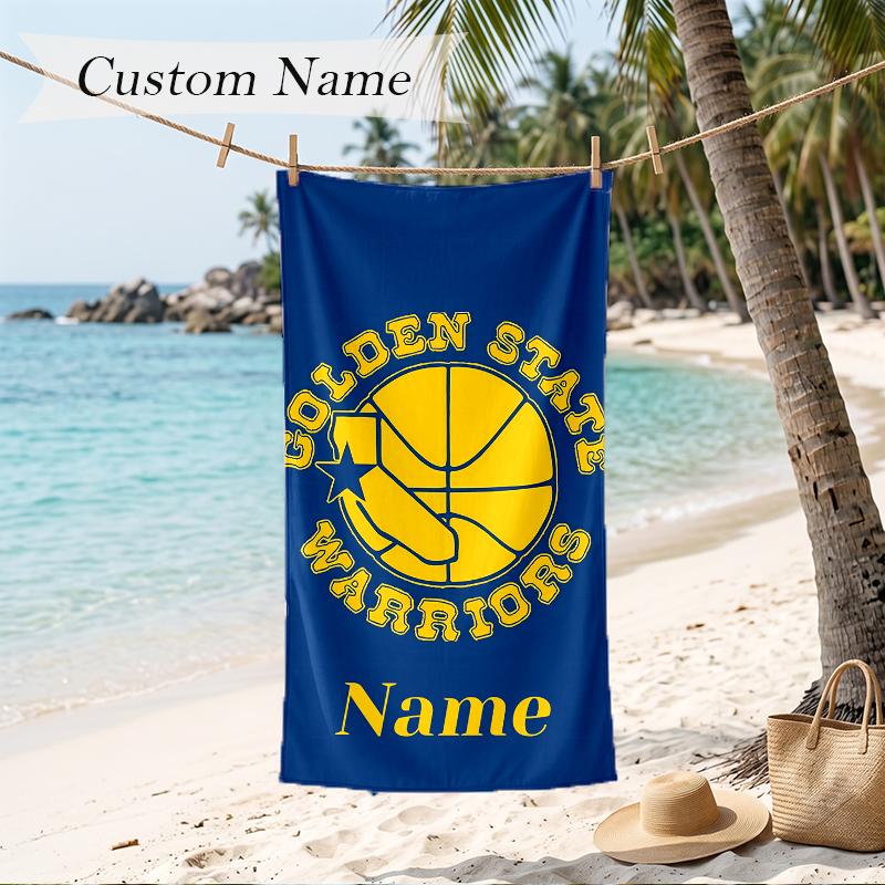 Golden State Warriors Custom Name Printed Beach Towel Personalized Soft Towel For Swimming Beach Travel