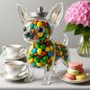 Pet Treat Jar Reusable Dog Shape Glass Airtight Pet Food Storage Container Chihuahua/French Bulldog/Dachshund Candy Snack Holder with Lid for Kitchen