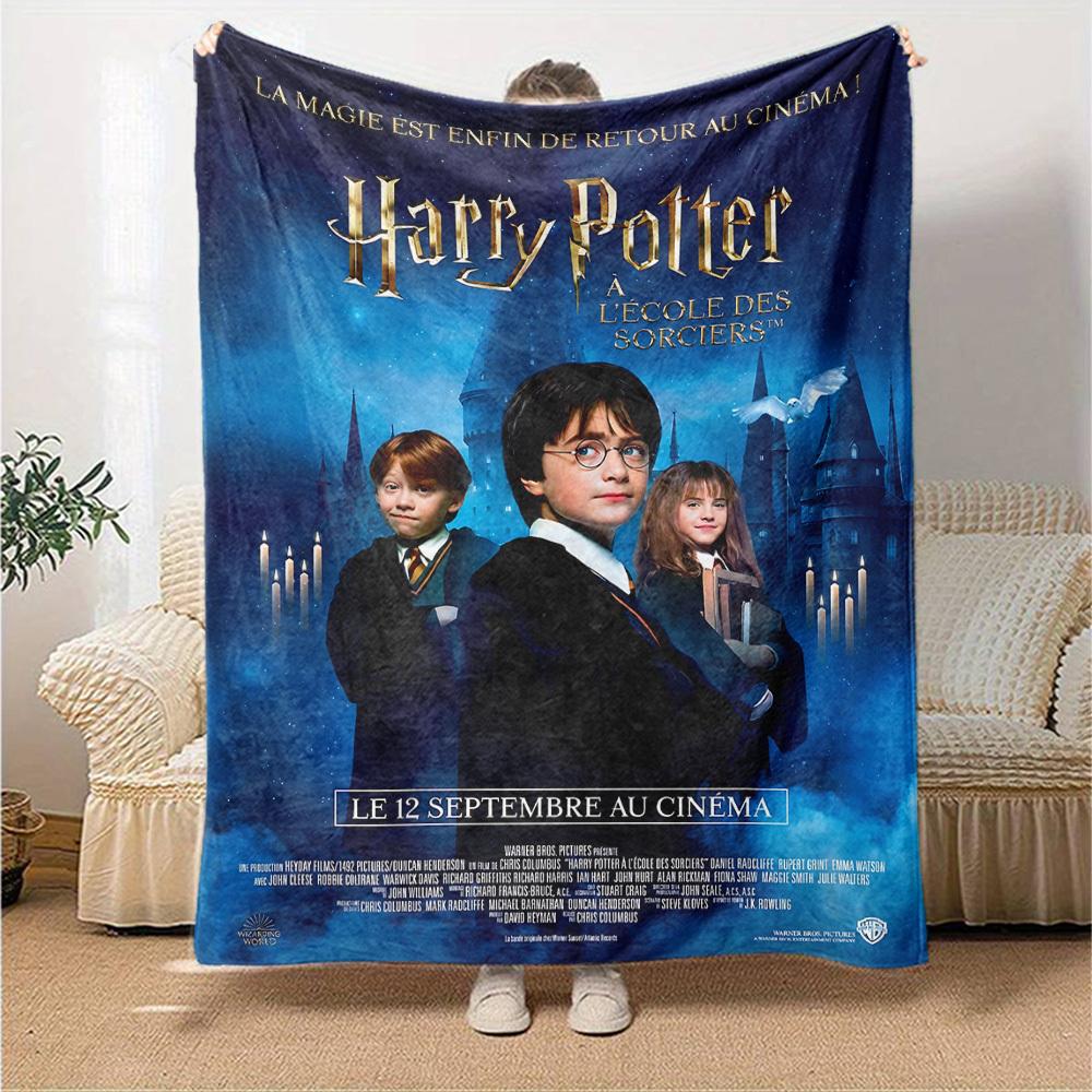 1pc Harry Potter A L'Ecole des Sorciers Flannel Blanket Soft Warm Throw for Home, Office, Travel, All-Season Cozy Bedding GiftL1232