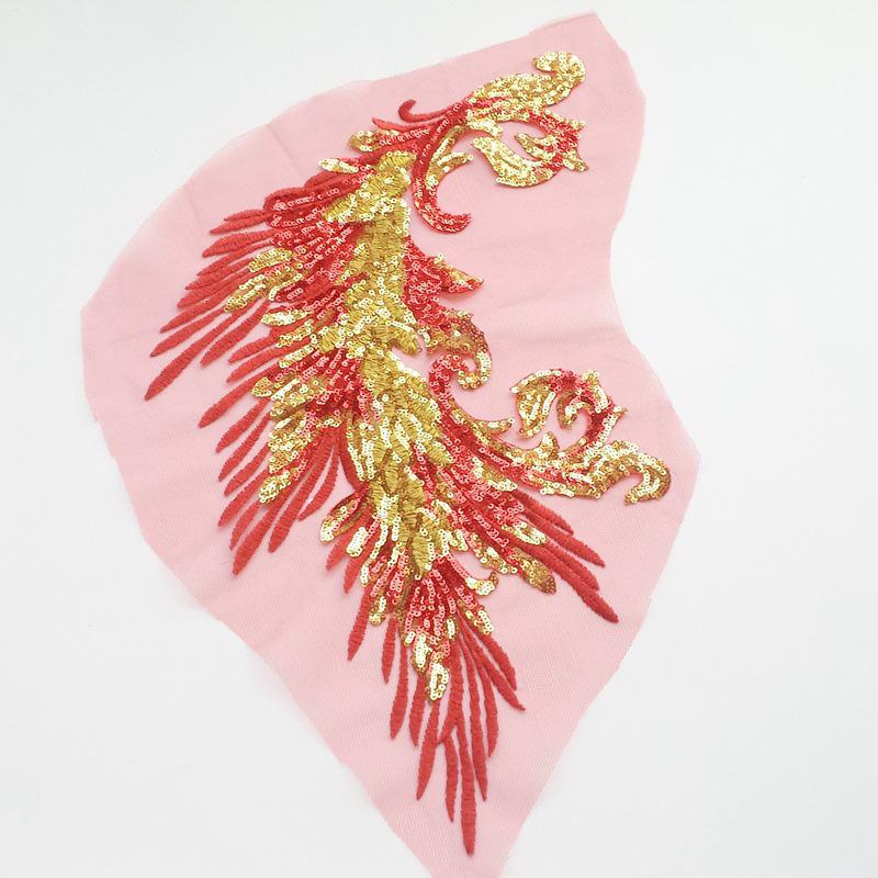 Вышитые нашивки Швейные аксессуары Перья Пайетки Кружево Рукоделие Хвост Феникса Сделай сам Пайетки Нашивки