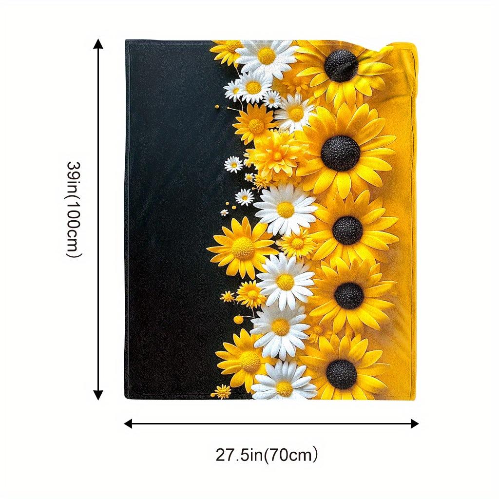 Sunflower Flannel Throw Blanket, Large Soft Warm All-Season Decorative Cover for Living Room Bed Patio, Christmas Gift