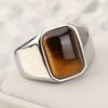 Cool Mens Stainless Steel Natural Tiger Eye Stone Ring For Men Size 7 8 9-15