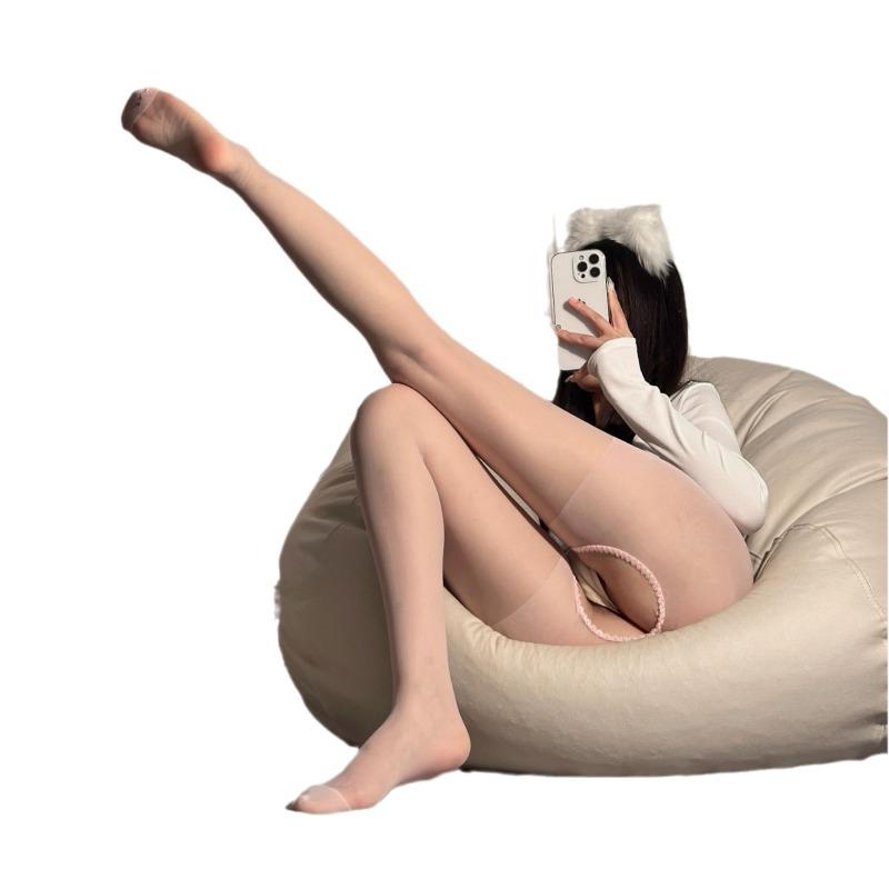 Sex Stockings Open Crotch Black Silk Pure Desire Fishing Net Free Jumpsuit High Waist Sexy Transparent Jumpsuit Thin Spring and Autumn Women