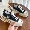 Новые женские черно-белые парусиновые туфли на платформе, кроссовки, удобная обувь на шнуровке, модная уличная универсальная спортивная вулканизированная обувь