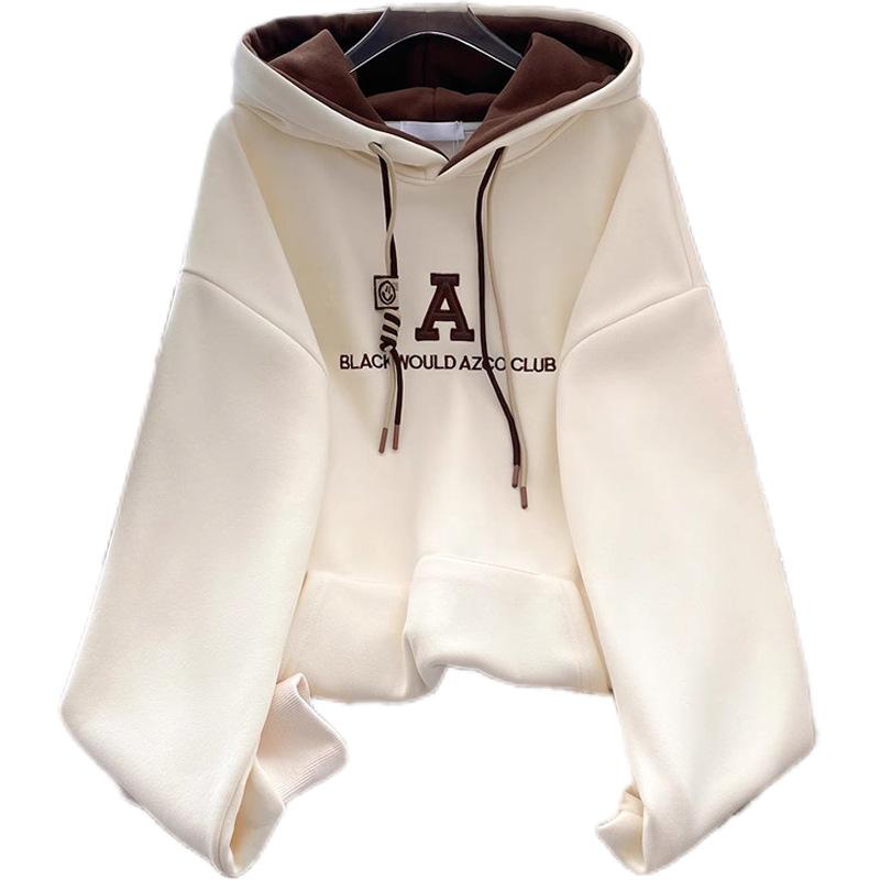 Толстовка в корейском стиле для женщин на осень и зиму, утолщенная флисом, большого размера, с капюшоном