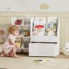 Toy Shelf, Children's Room Shelf with 6 Bins, Book Storage, Rolling Box, 100 x 30 x 80 cm, MDF, Steel, White