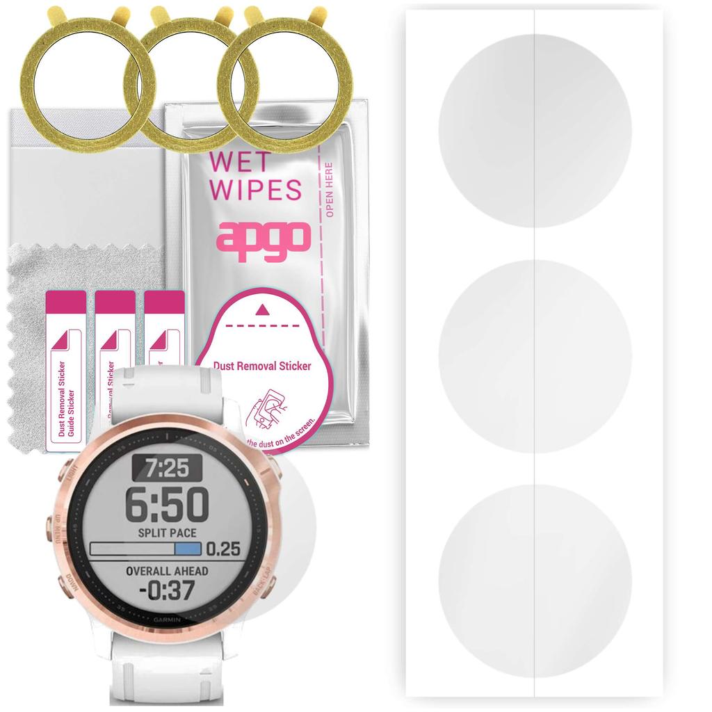 3x гидрогелевая защитная пленка apgo для Garmin Fenix 6S Pro, гидрогелевая пленка, с позиционирующим слоем, простая установка