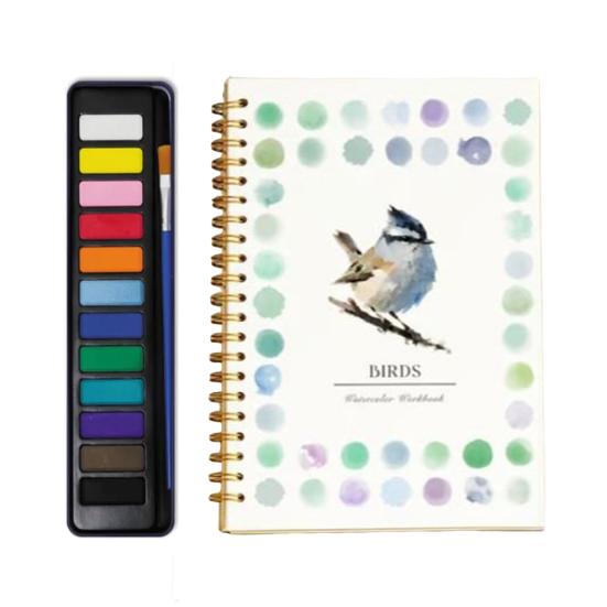 Рабочая тетрадь с 12 цветами пигмента, пошаговое руководство по рисованию животных и цветов