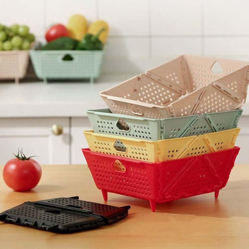 Пластиковая складная корзина для слива, складная корзина для мытья овощей большой емкости, пригодная для мытья в посудомоечной машине, экономящая место кухонная корзина
