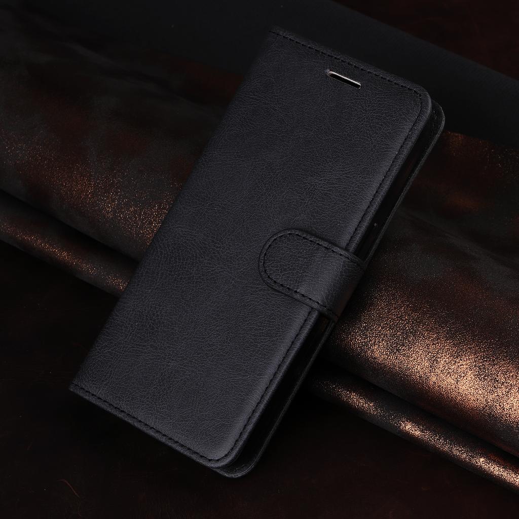 For iPhone 17 Leather Wallet Case with Strap Solid Color Phone Stand Cover