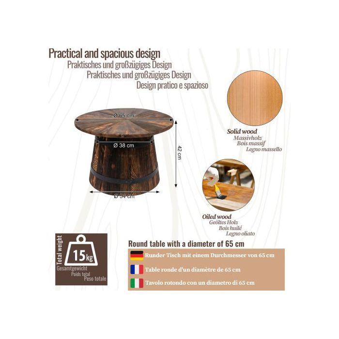 Table basse - CREATIVE COOPER - SK_OKR_W_OP - Wengé brûlé - Pin massif - Rond, finition huilée