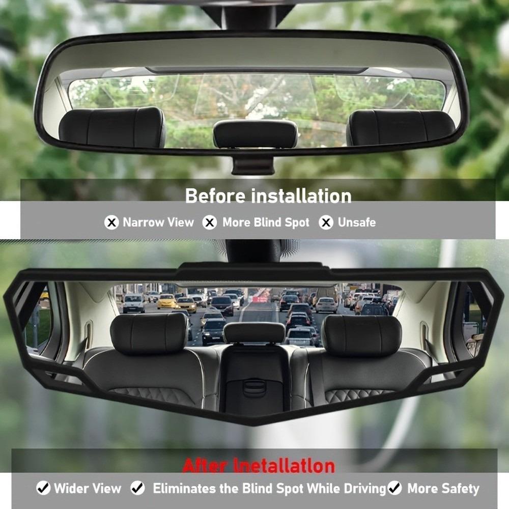 Universal HD Clip-On Wide Angle Rearview Mirror, Wide Field of View, Fits All Cars, Reduces Blind Spots, Enhances