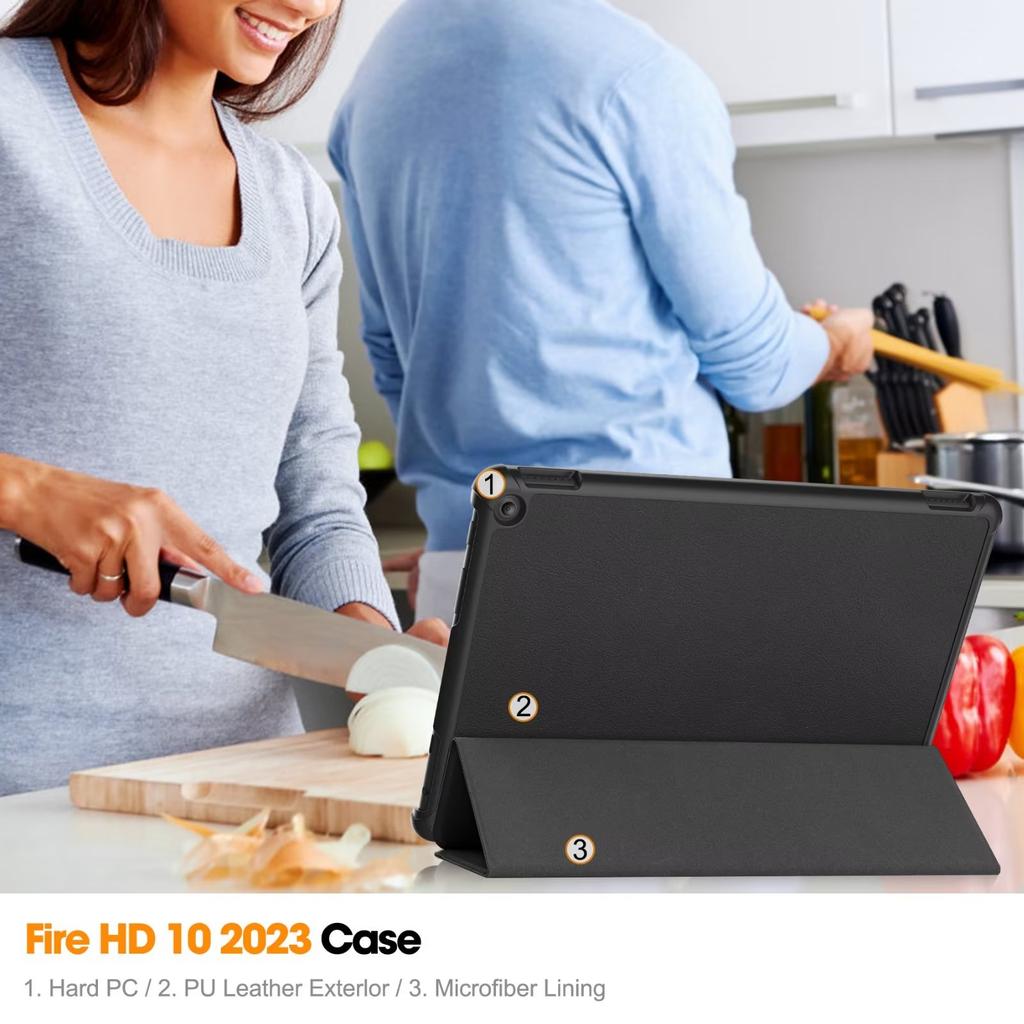 PU Leather Case for Amazon Fire HD 10 2025 Tablet Trifold Auto Wake/Sleep Ultra Slim Stand For Amazon Fire HD 10 2025 Release
