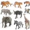 Simulation South African Animal Model Zebra Lion Spotted Hyena White Rhino Buffalo Elephant Static Ornament Toy