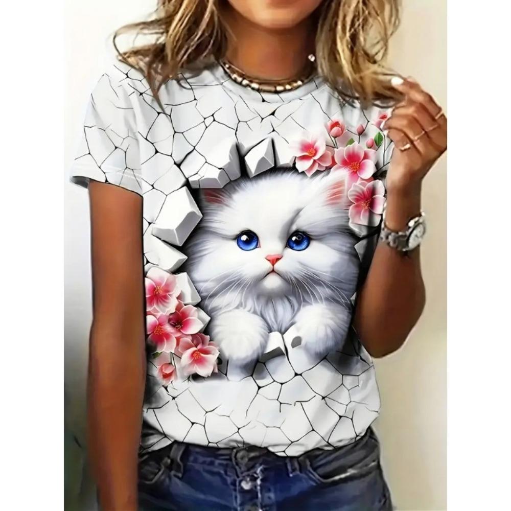 Summer Beautiful Woman 3D Print T-shirts Women Streetwear Fashion Casual