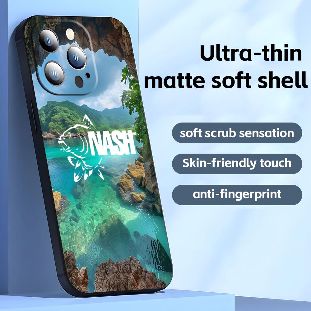 Fashion N-nasH Fishing Brand Phone Case For iPhone17 16 16e 15 14 13 12 11 Plus Mini Pro Max Soft black Shockproof Cover