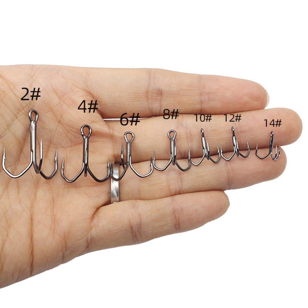 New anti-rust Ahite Nickel Barbed Hooks Lure Treble Jig High Carbon Steel Fishhooks Fishing Tackle