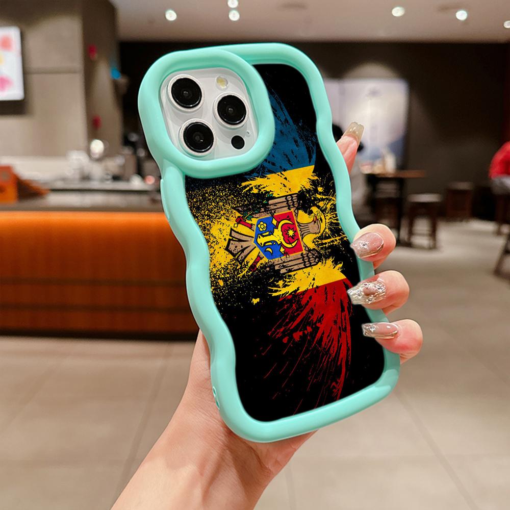 Ae94 Республика Молдова Флаг защитные чехлы для телефонов Samsung S24 Plus S23 Ultra A14 A55 A06 Honor X9b Motorola OnePlus Big Wave TPU задняя крышка