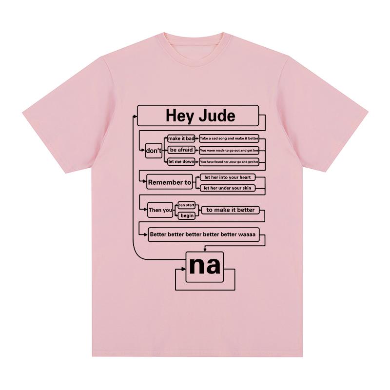 Футболка Hey Jude в стиле хип-хоп и рок с коротким рукавом в стиле ретро, ностальгия, инженерная мужская и женская одежда, 100% хлопок, свободная повседневная уличная одежда