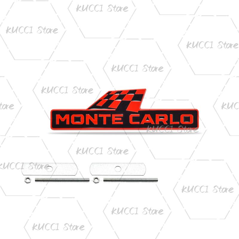 FSNK8 Alloy Metal Monte Carlo Racing Flag Grille Emblem Rear Trunk Badge Sticker For Skoda Fabia Octavia Kodiaq Superb VRS Kamiq Rapid