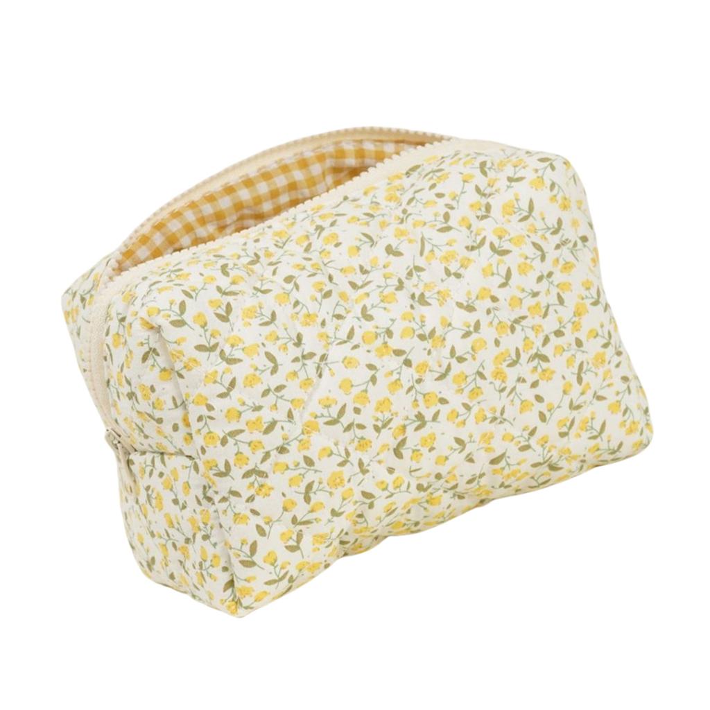 Большая вместимость хлопчатобумажной цветочной стеганой косметички, косметичка, аксессуар для хранения, организованная для путешествий и ежедневного использования