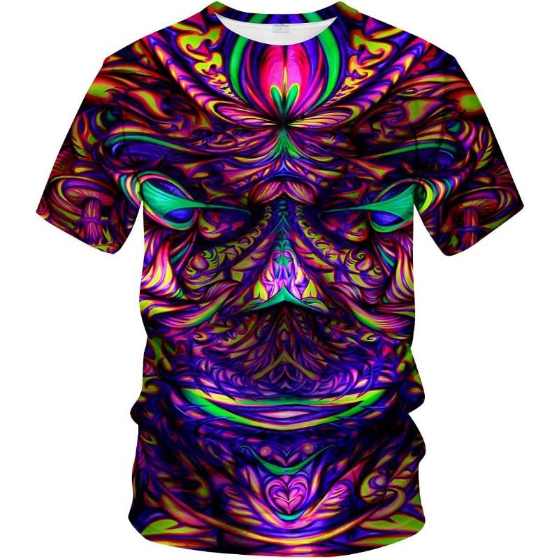Летние футболки с круглым вырезом и 3D психоделическим принтом, модные повседневные мужские футболки с коротким рукавом