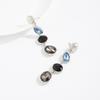 Creative Inlaied Rhinestone Stud Earrings Geometric Tassel Long Dangle Earring  Women