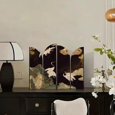 Китайский Дизайн Мини Экран Орнамент 4 Панели Перегородка Эстетические Поделки Принт Птицы и Цветы для
