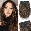 Synthetic Clip In Hair Extensions Short Wavy Brown Hair 4PCS Hair Extensions Invisible Lace Weft Natural Soft Hairpieces For Women