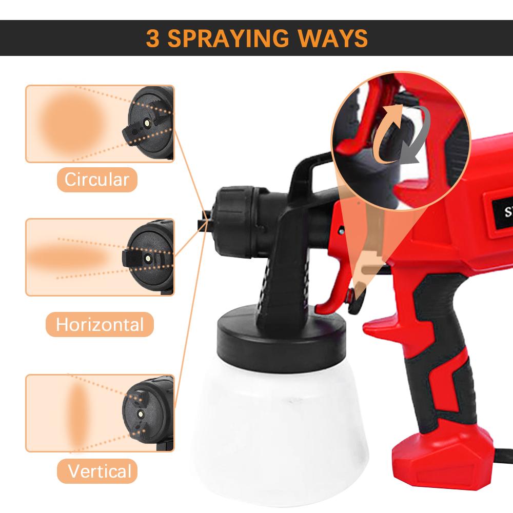 Electric Paint Sprayer with 2.5mm Copper Nozzles 550W 800ml Container for Home Interior and