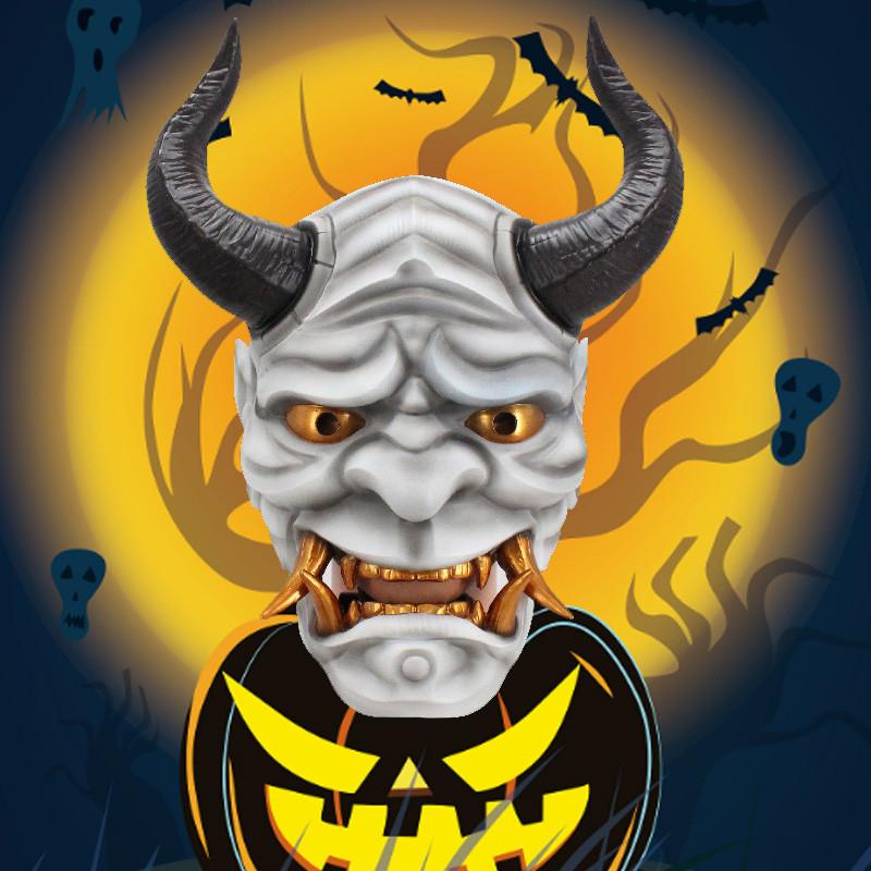 Потрясающие маски Ханья из смолы с рогами, идеально подходящие для празднования Хэллоуина и тематических мероприятий