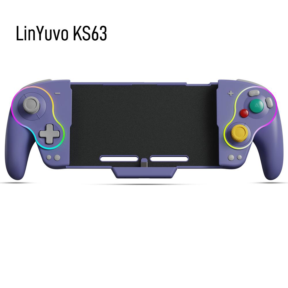 LinYuvo KS63 RGB Wireless Controller Gamepad for Switch & Switch OLED, Retro GameCube Turbo Gaming Pad with Back Button