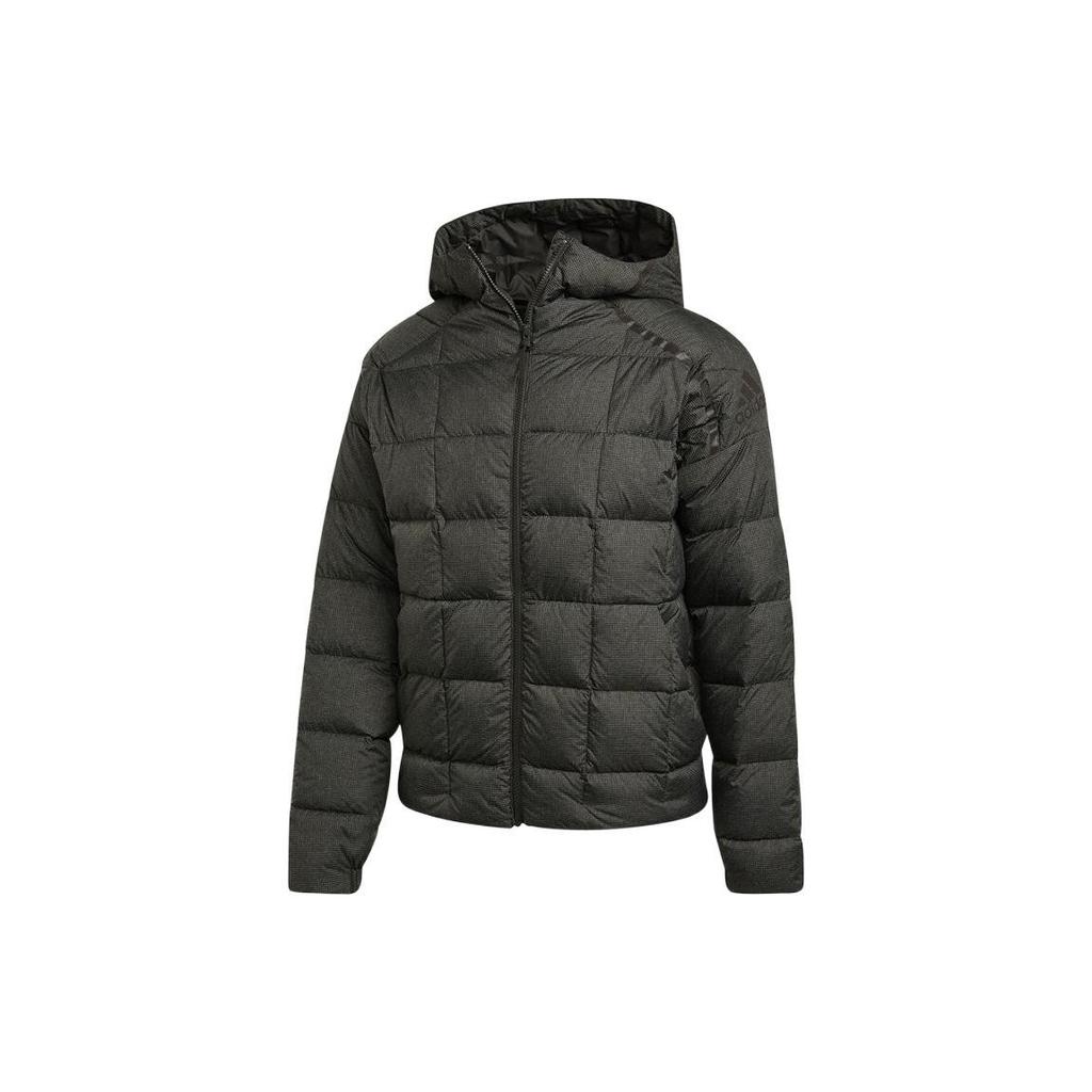 adidas Мужские пуховики Зеленый с капюшоном Умеренный пуховик DZ1449