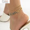 Punk Cuban Curb Dripping Oil Chain Anklets For Women Summer Beach Sandals Boho Barefoot Foot Jewelry Accessories Bijoux Femme