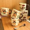 Милый ретро бокал для девочки, домашняя кружка для питья воды с крышкой и ложкой, офисная керамическая чашка для кофе и молока