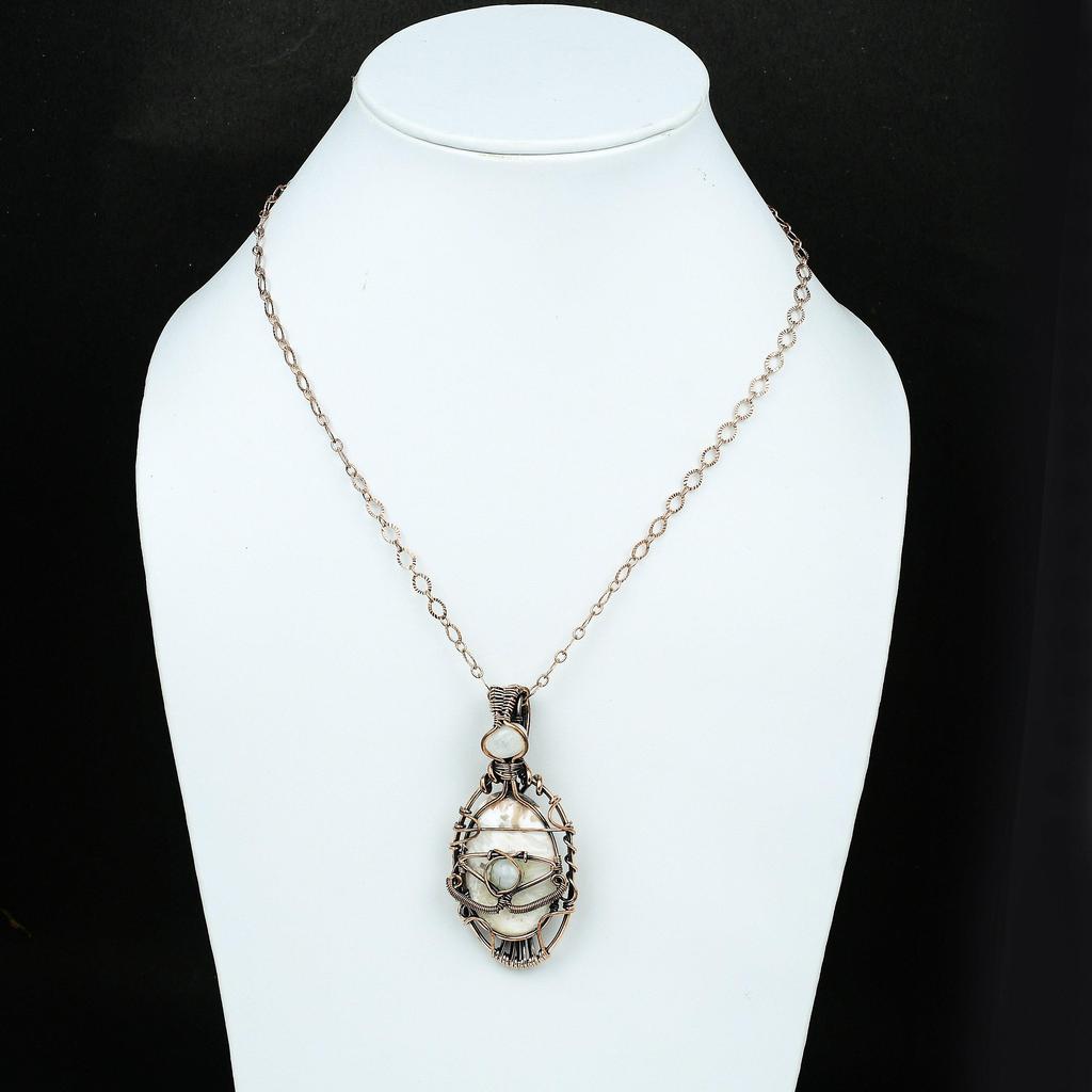 Сглаз, сколецит, медная проволока, кулон с драгоценным камнем, сколецит, медная проволока, ювелирные изделия, лунный камень, кулон сглаза, кулон ручной работы, подарок