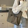 Casual Canvas Bag Versatile Student Class Commute Shoulder Bag Large Capacity Solid Color Simple Portable Tote Bag