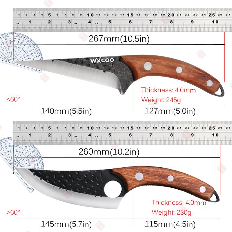 1pcs Stainless Steel Fillet Boning Knife Professional Chef's Kitchen Knife Forged Meat Cleaver Fish Slicing Knife Wooden Handle