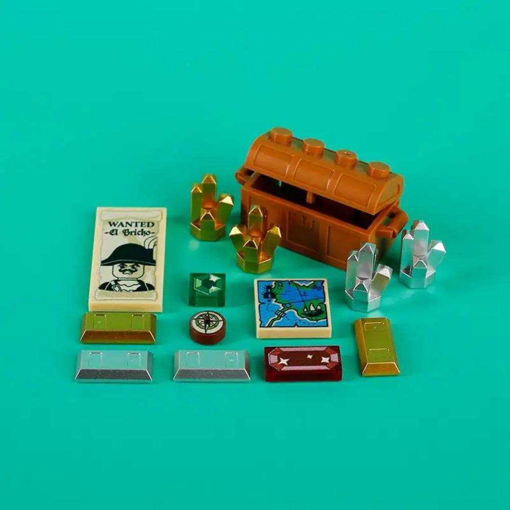 City Building Blocks Accessories Figures Cash Dollar Bills Gold Silver Coins Brick Treasure Chest Ore DIY Gift Toy X015 Safe Box