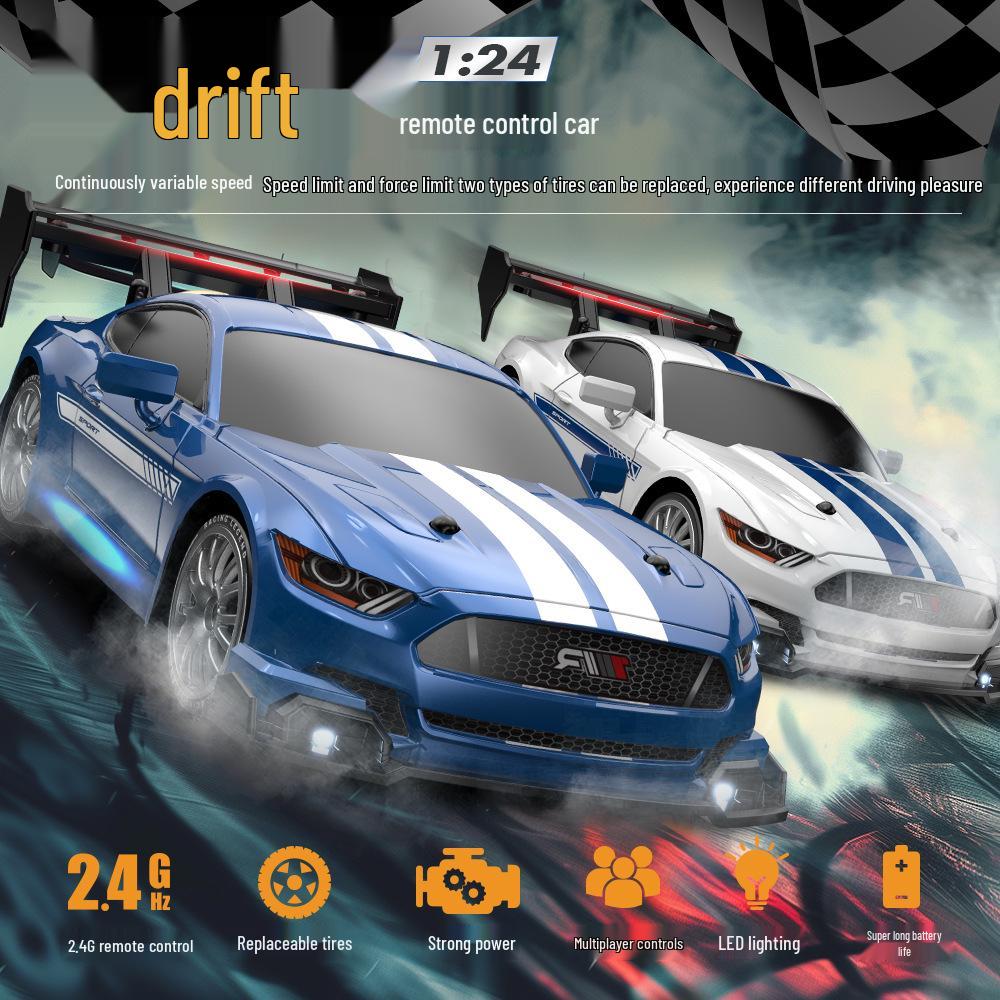 1/24 AE86 RC Drift Car with Lights: High-Speed, Four-Wheel Drive, Rechargeable Mini GTR for Boys
