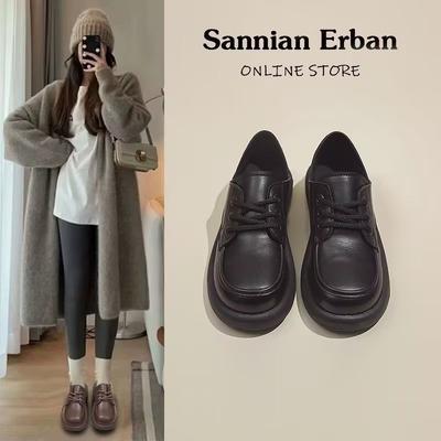 Кожаные туфли на шнуровке женские, осень 2024, новые женские туфли в британском стиле, повседневная мягкая подошва, Love flat heel