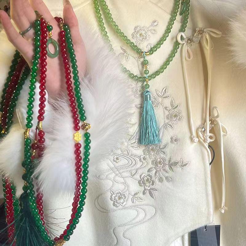108 Bead Long Crossbody Necklace: Chinese-Style Ancient Cheongsam & Sweater Chain