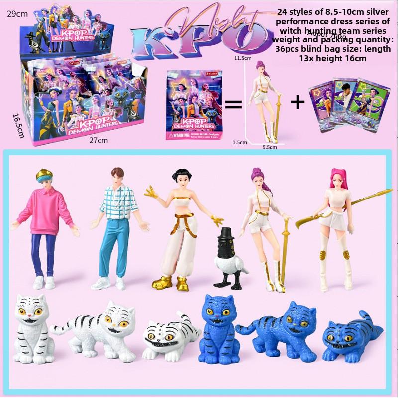 K-Pop Новая группа девушек-охотниц на демонов Мужская группа Фигурка Модель Слепая коробка Tide Play Кукла Украшение